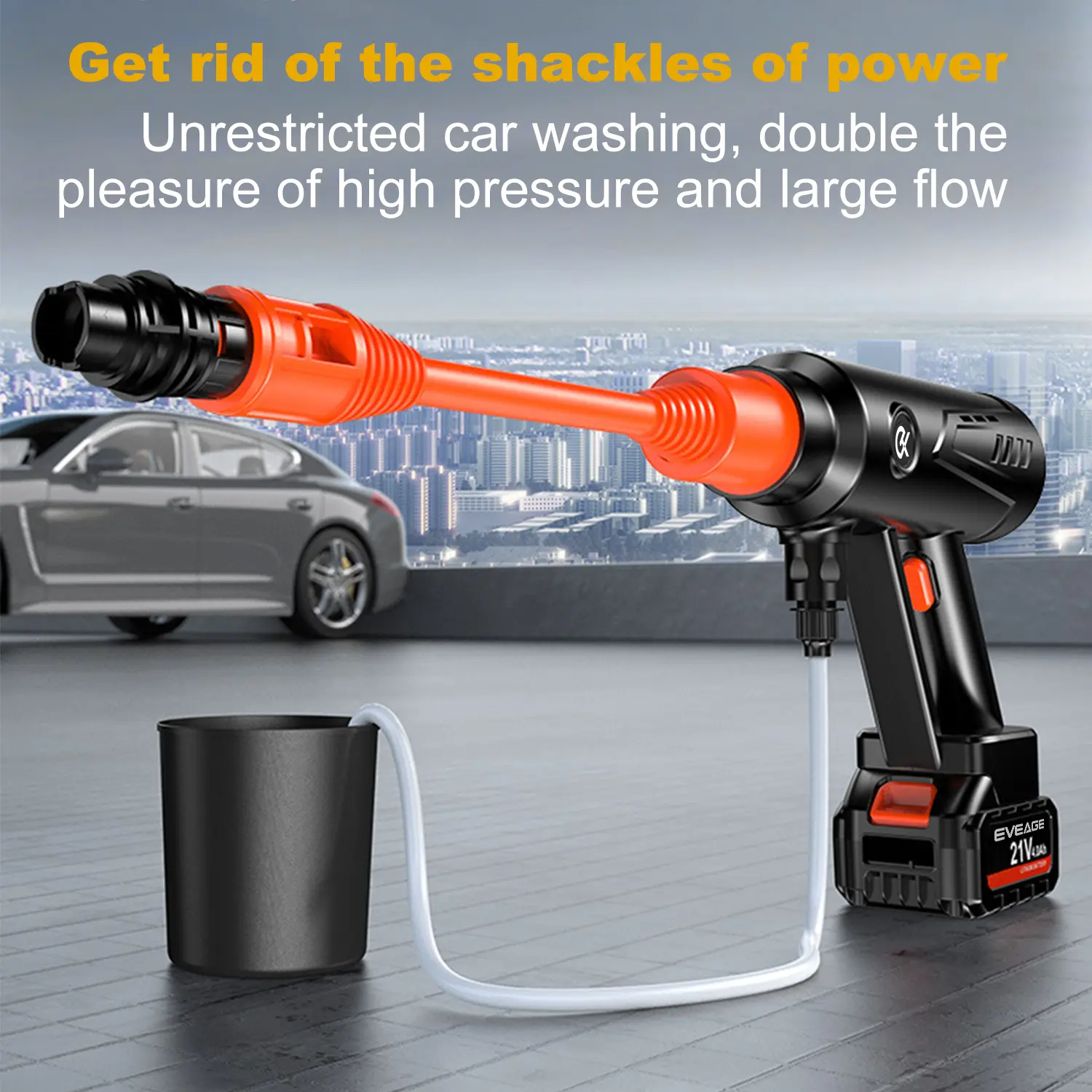 Cordless Pressure Washer, GAITON Portable Power Washer Battery Powered  Electric Car Washer Max 1000PSI