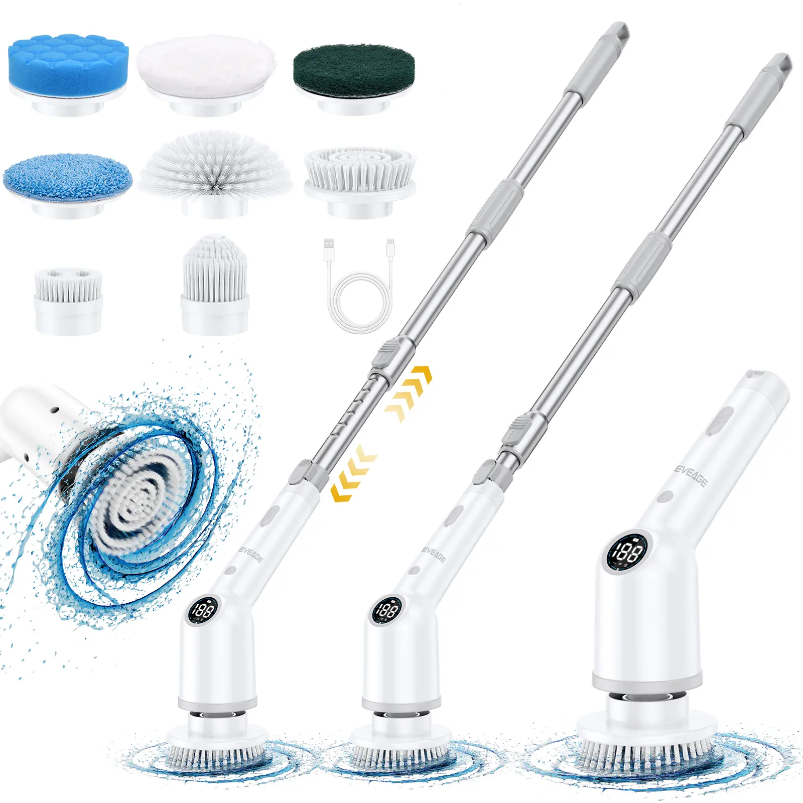 9in1 Electric Spin Scrubber Cordless Shower Cleaning Brush with